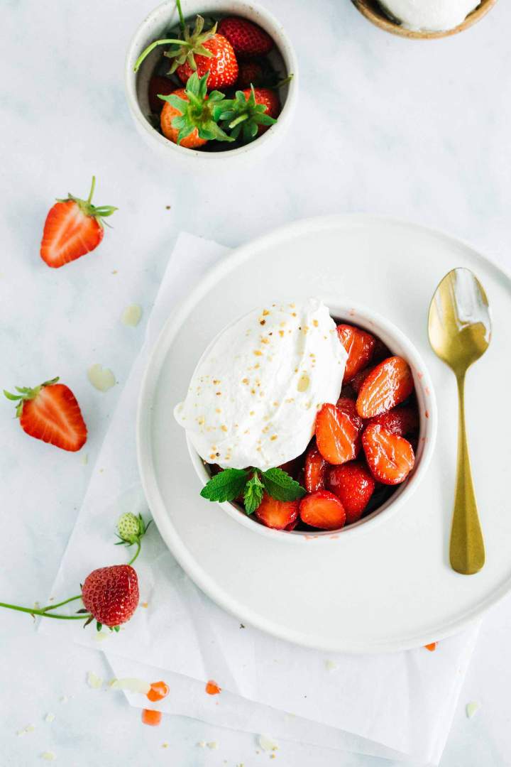 Macerated Strawberries with whipped cream