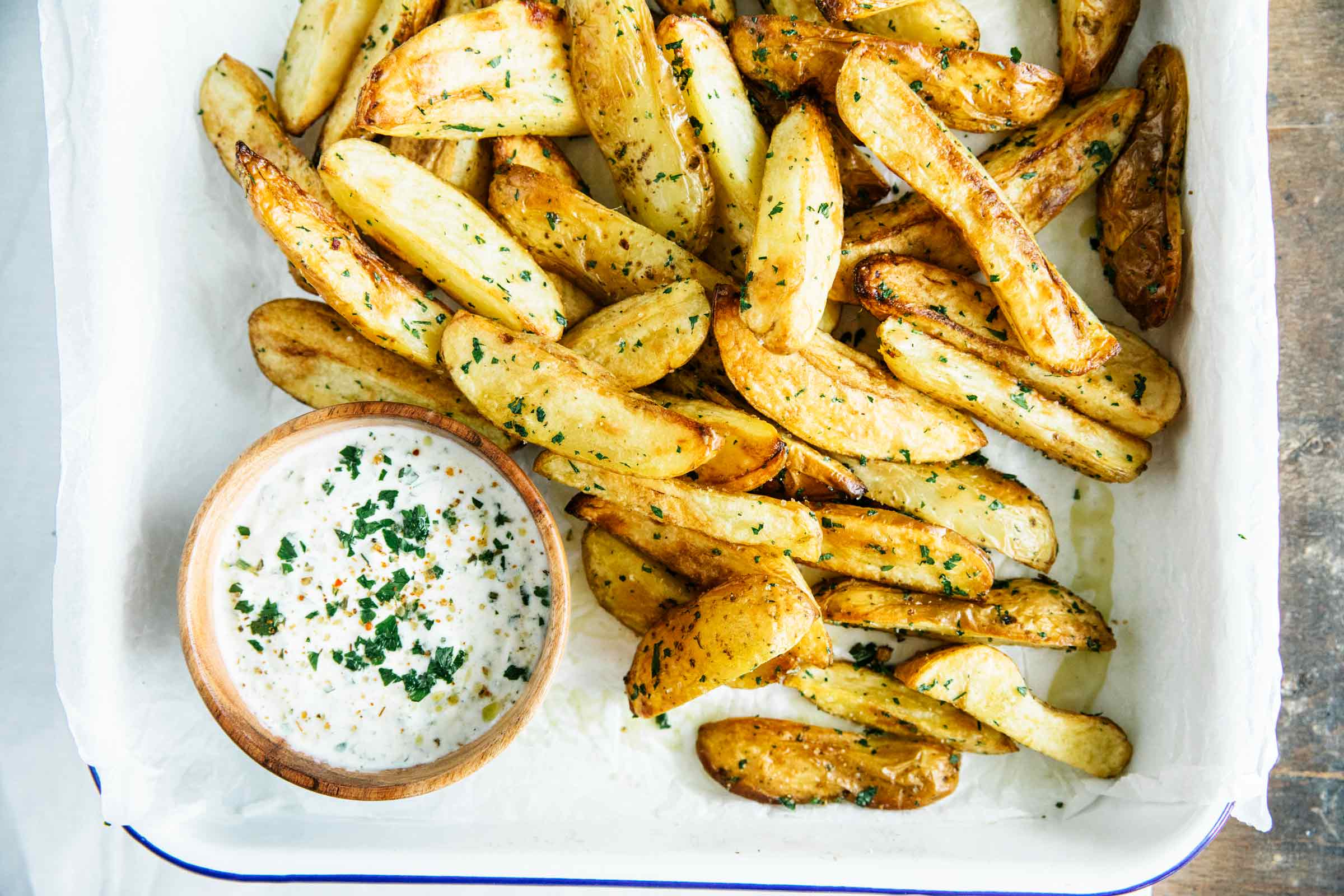 Potato wedges with yogurt dip | Jernej Kitchen