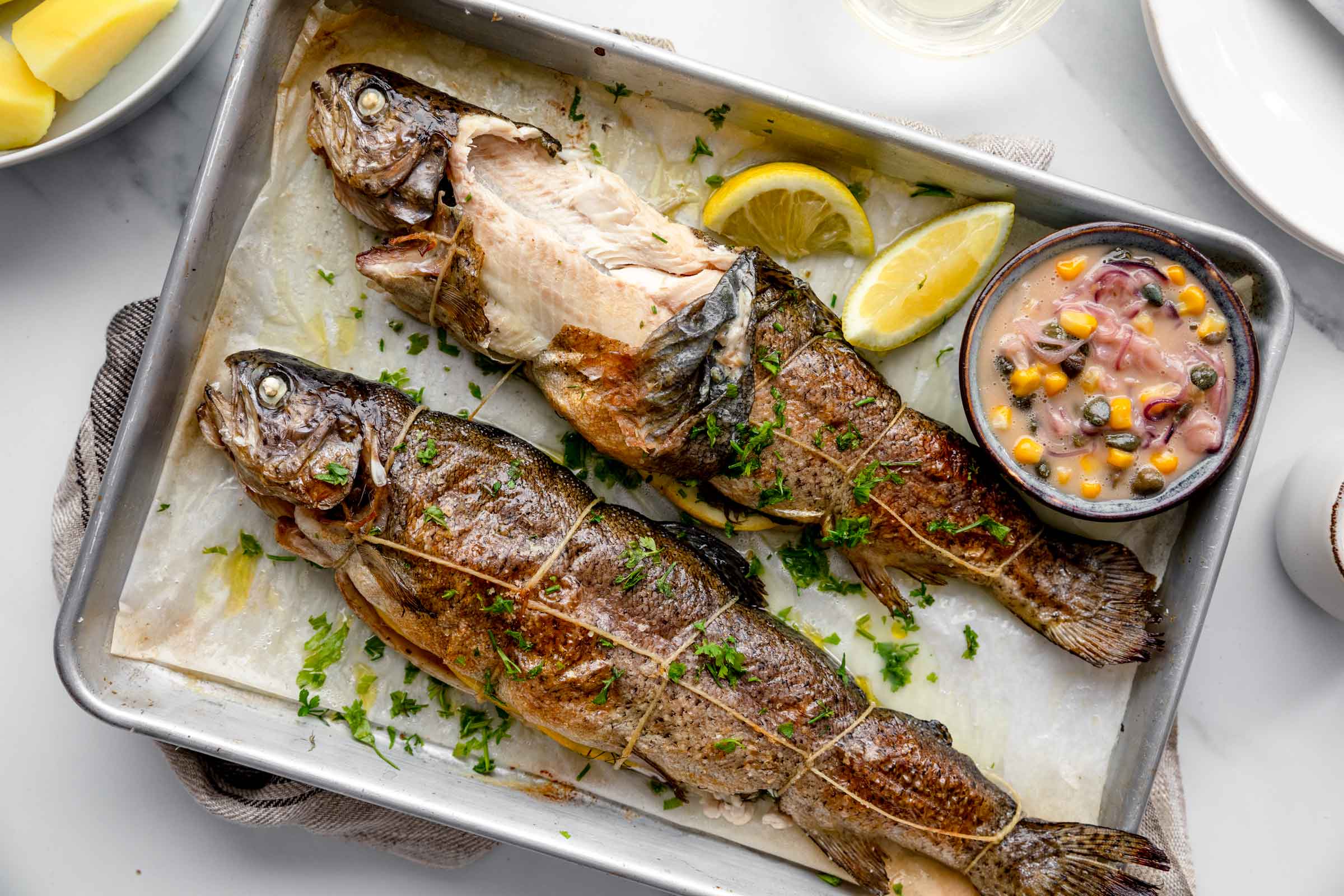 Baked Rainbow Trout With Er Sauce
