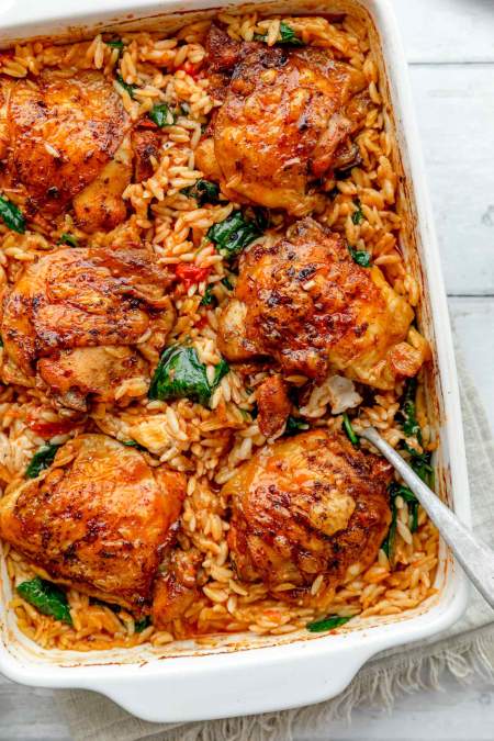 Chicken Tomato Orzo Bake