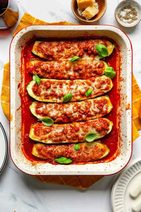 Zucchini Boats with Ground Beef