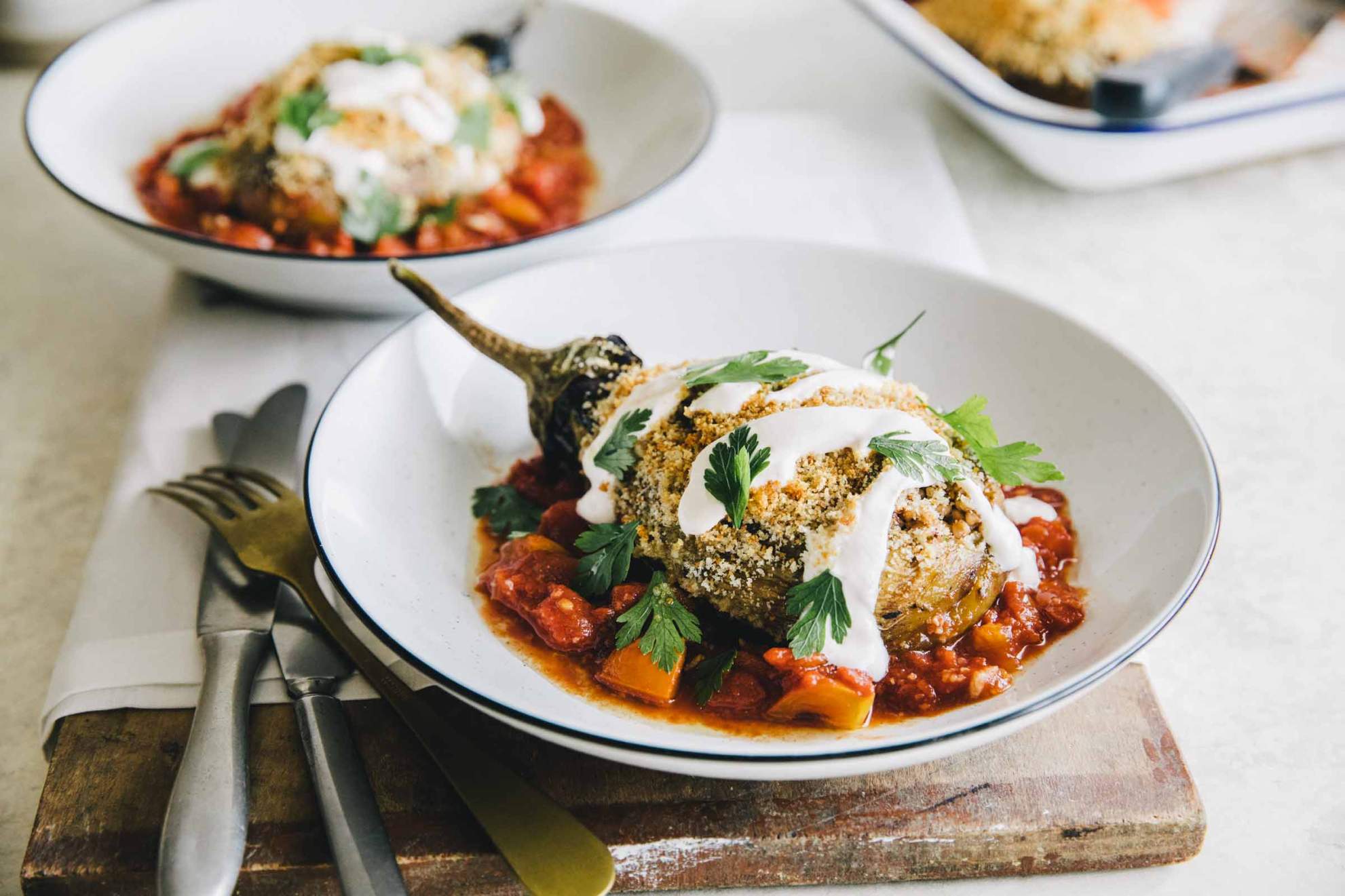 Eggplant stuffed with buckwheat, feta, tomato | Jernej Kitchen