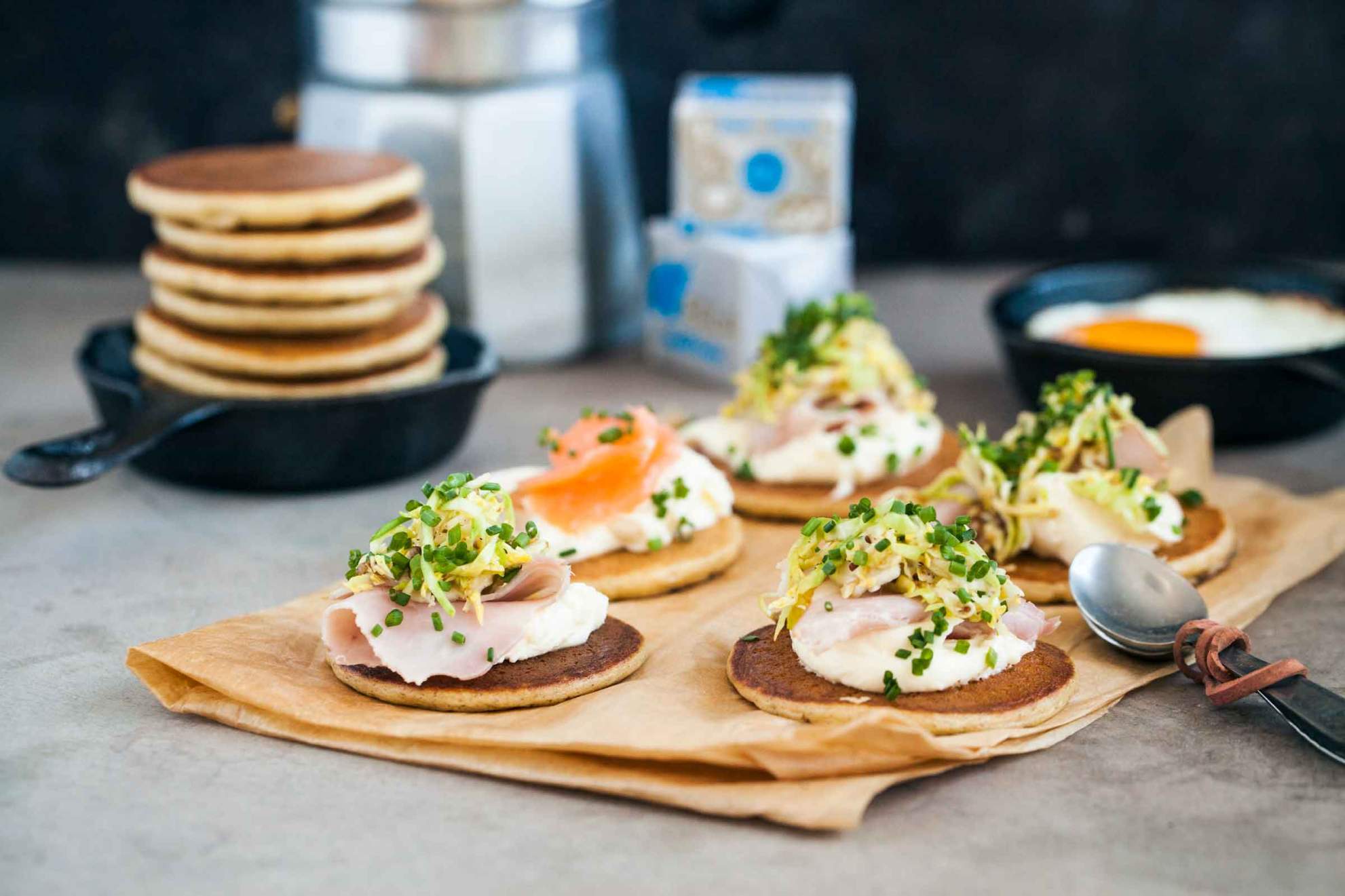Buckwheat pancakes with ham and brussels sprouts | Jernej Kitchen