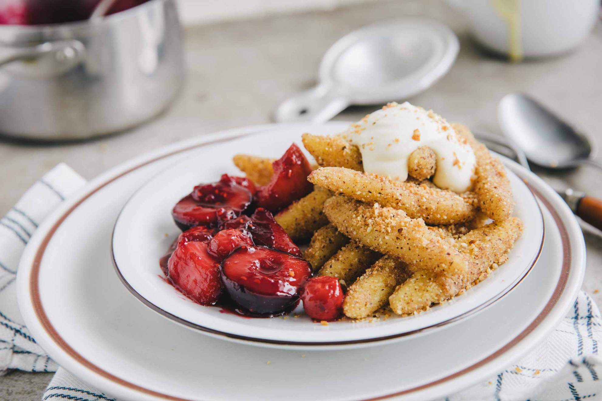 Potato Dumplings with Breadcrumbs, Fruit and Cream | Jernej Kitchen