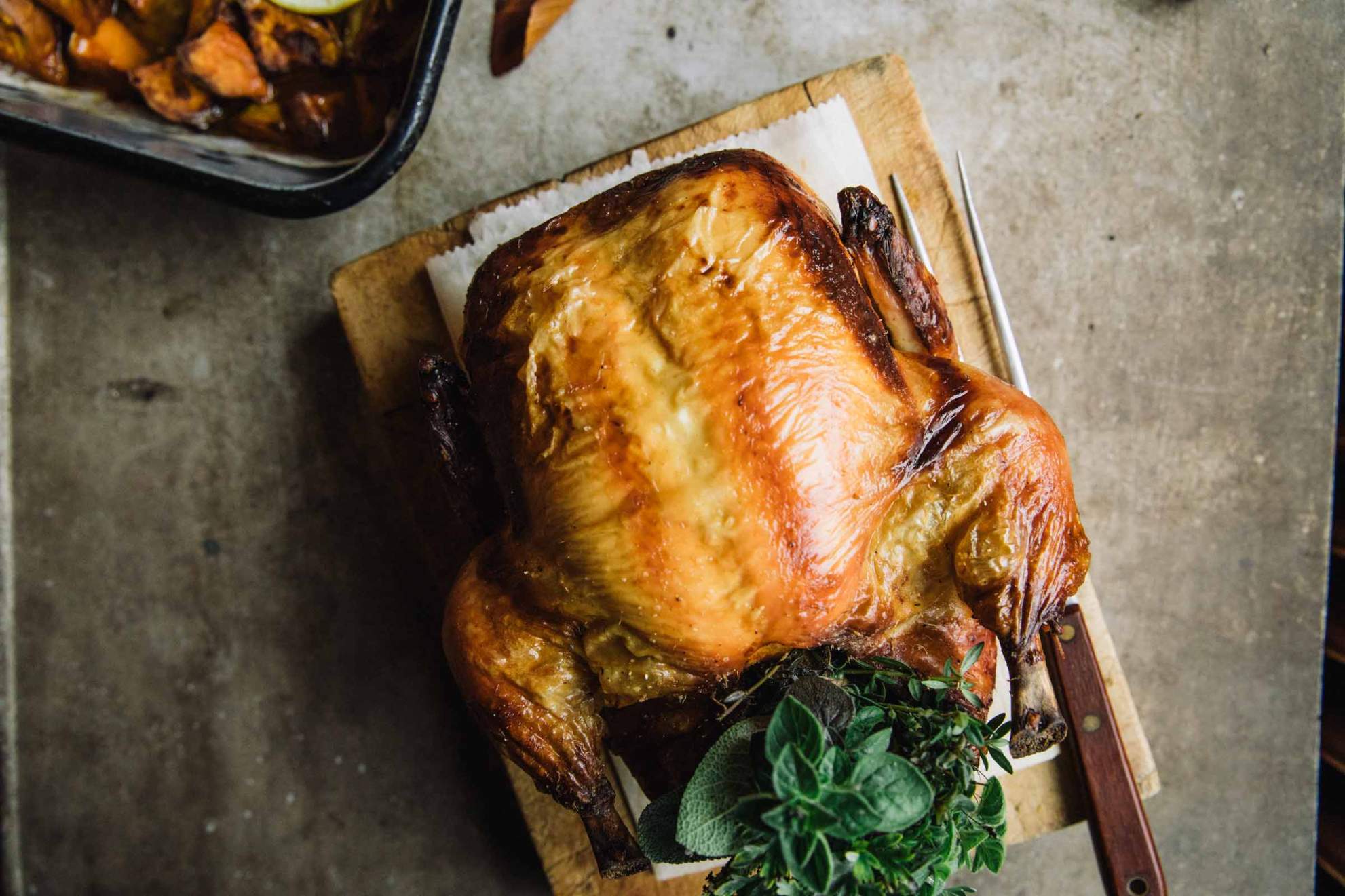Roast Chicken with Sweet Potatoes and Pear | Jernej Kitchen