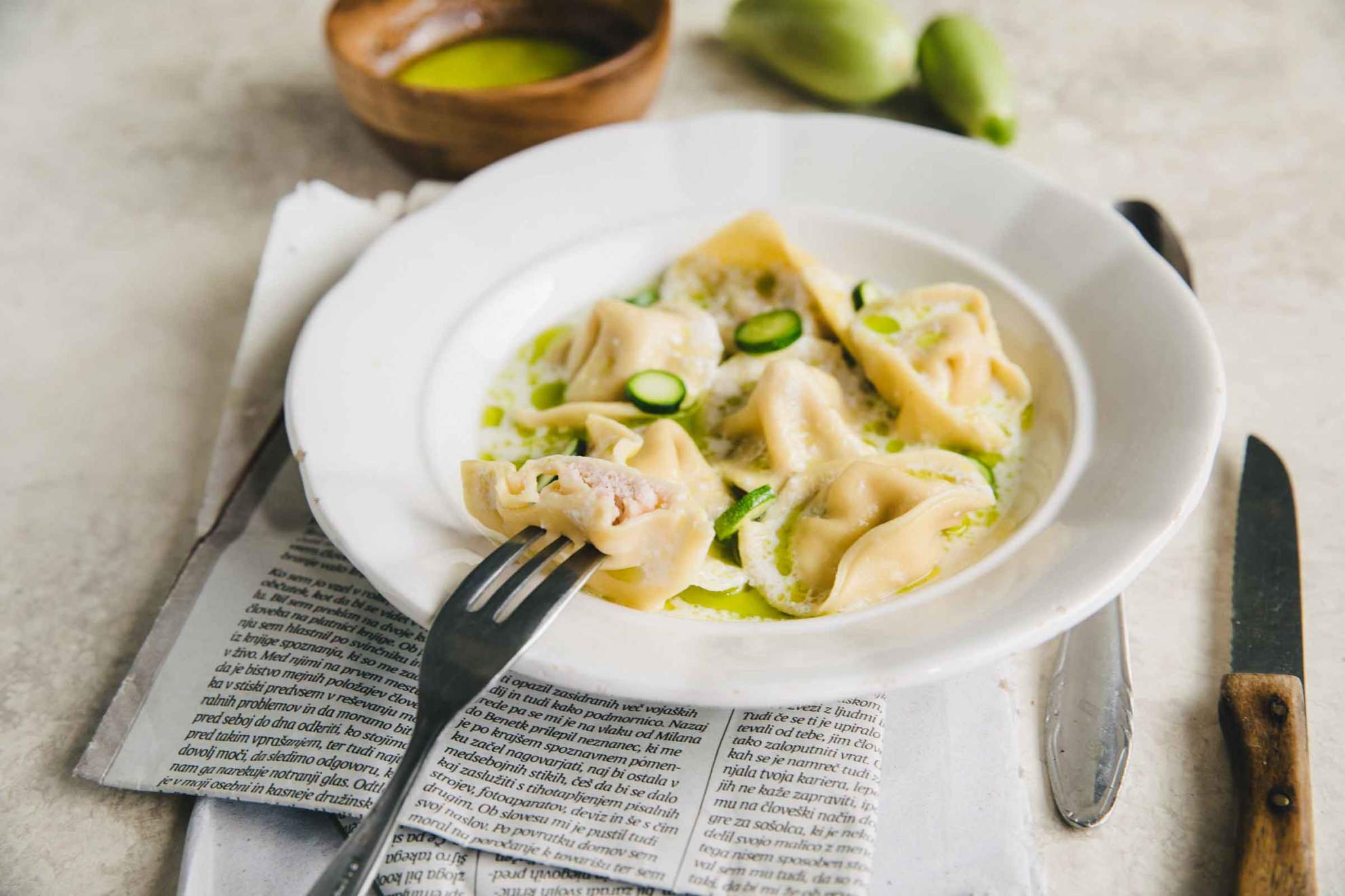 Tortellini stuffed with mortadella and lovage sauce Jernej Kitchen