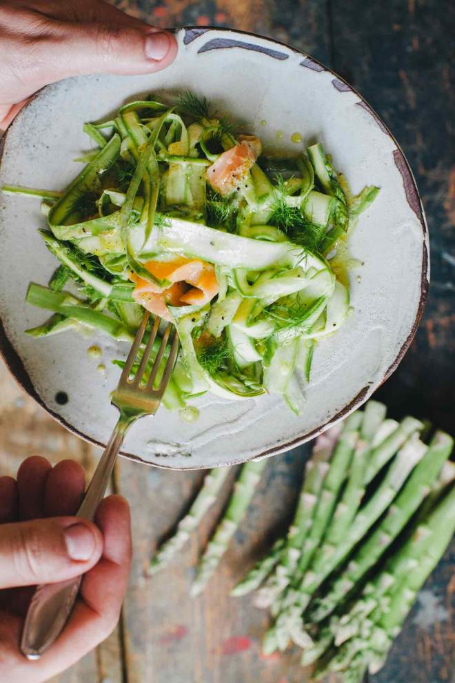 Asparagus salad served on a plate