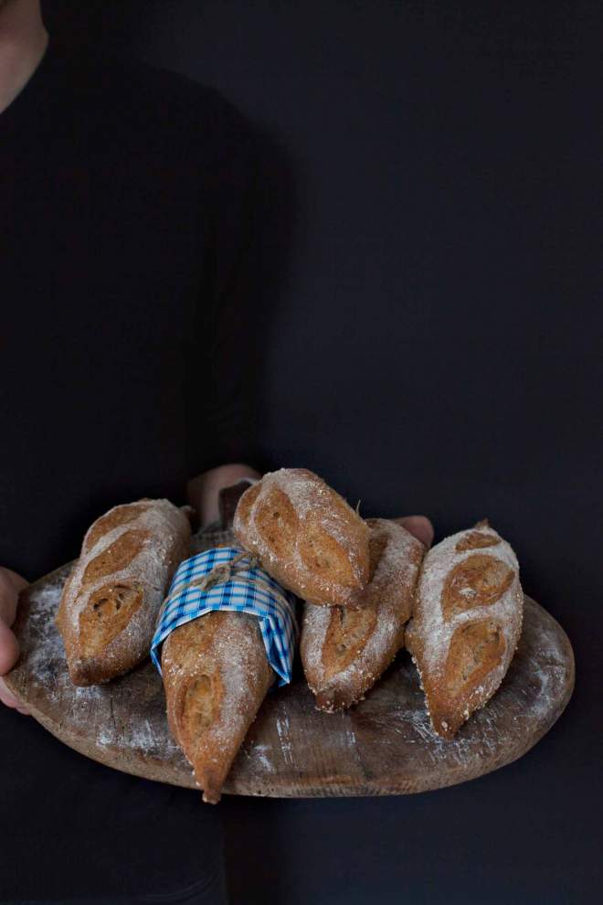 Baked Multigrain bread on dark surface