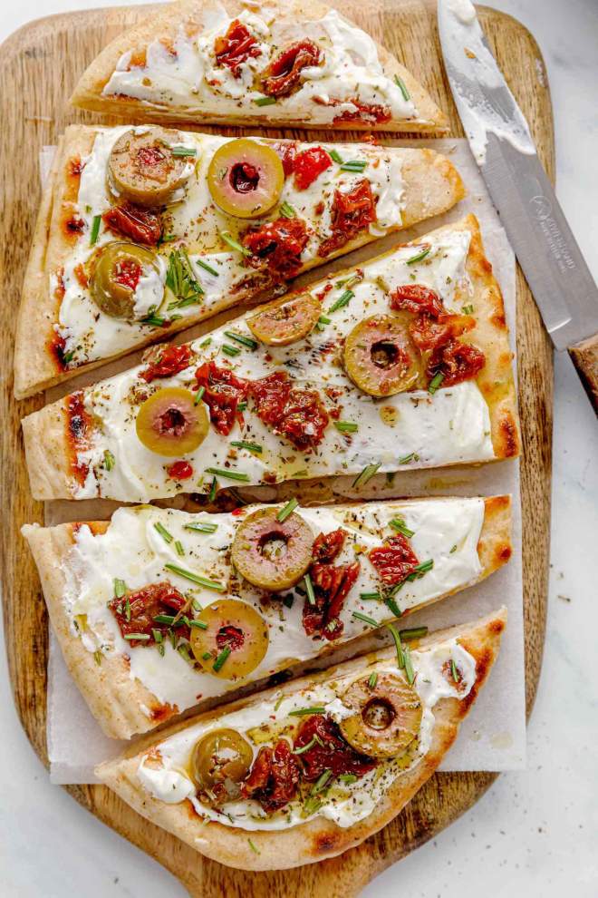 Flatbread with Whipped Feta and Sun-Dried Tomatoes