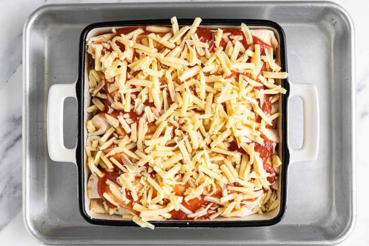 Ground Beef Enchiladas before baking