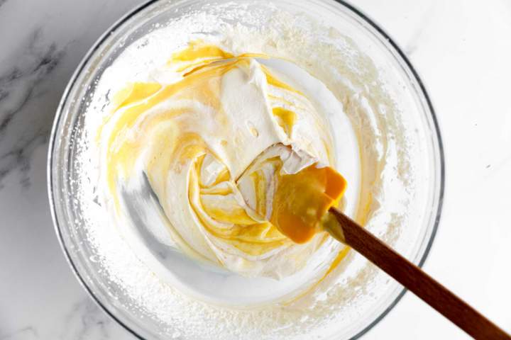Making creamy mousse for Blackberry Mousse with Rosemary Crumble