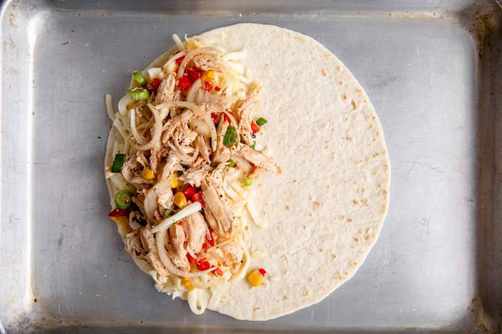 Chicken Quesadillas - layering
