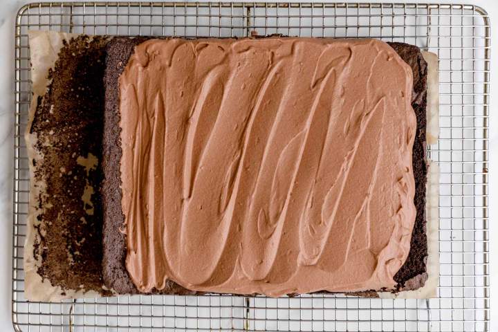 Double Chocolate Swiss Roll before rolling