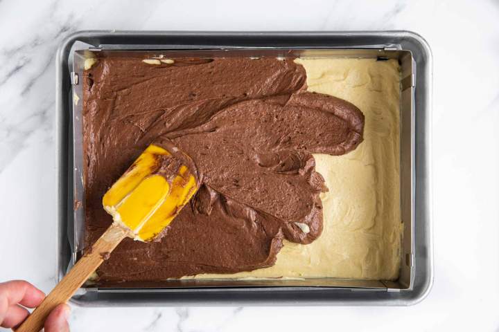 Making the dark cake batter for Donauwelle (Snow White Cake)