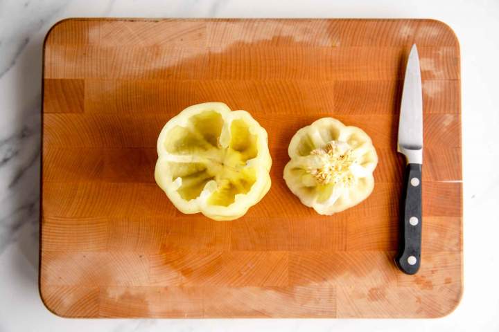 Cutting bell peppers