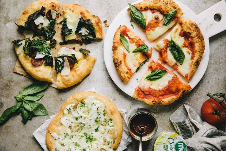 Fried pizza with three delicious toppings