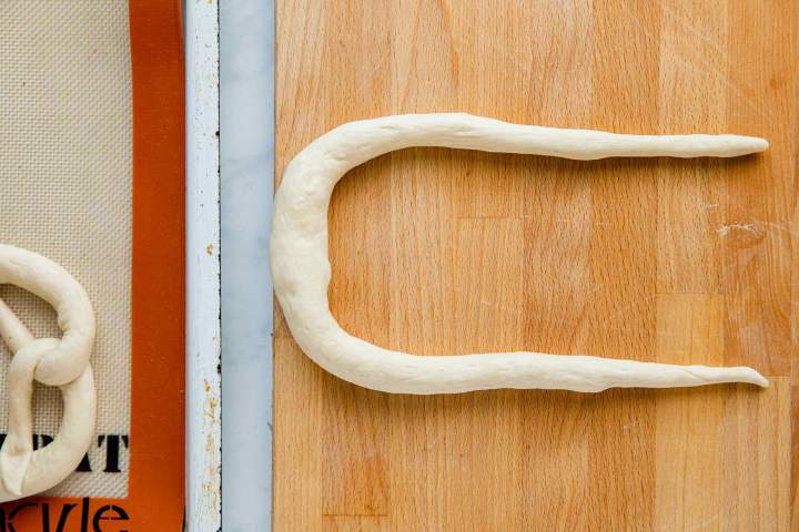 Shaping Bavarian Pretzels into a rope