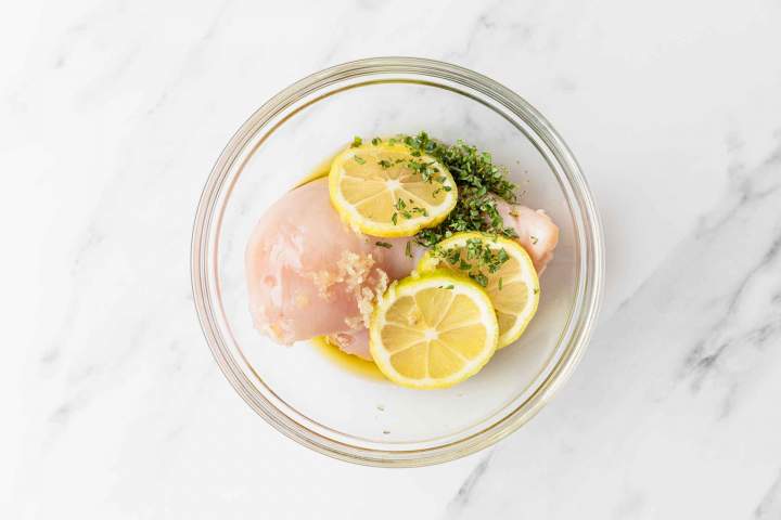 Preparing Grilled Lemon Chicken Breast for barbecue