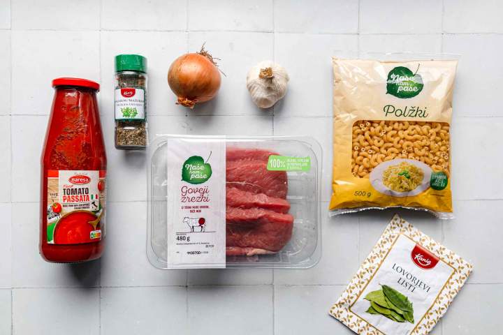Ingredients for Macaroni and Beef