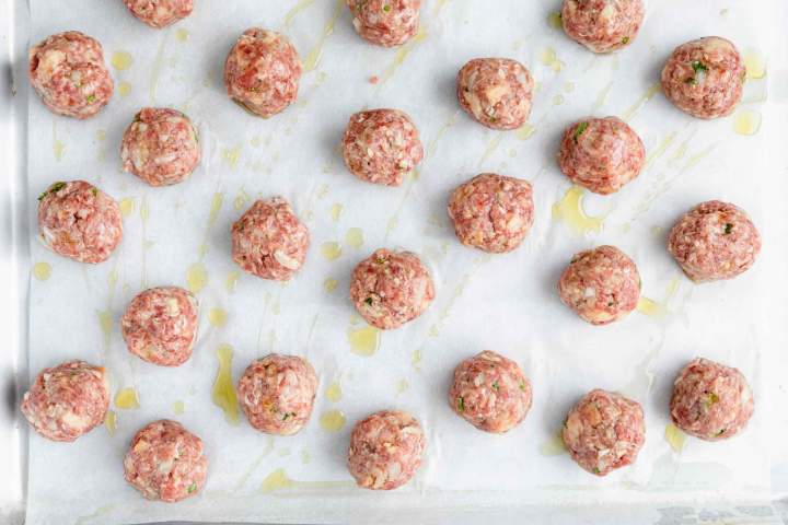 Easy Mini Oven Baked Meatballs before baking