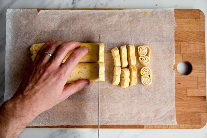 Cutting cookies into slices