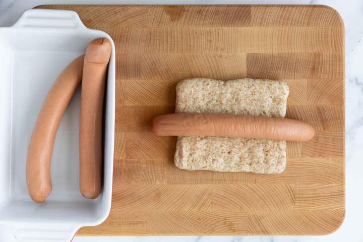 wrapping hot dogs in dough