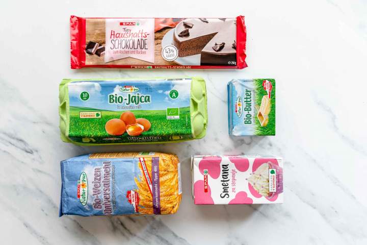 Ingredients for Profiteroles with chocolate and cream