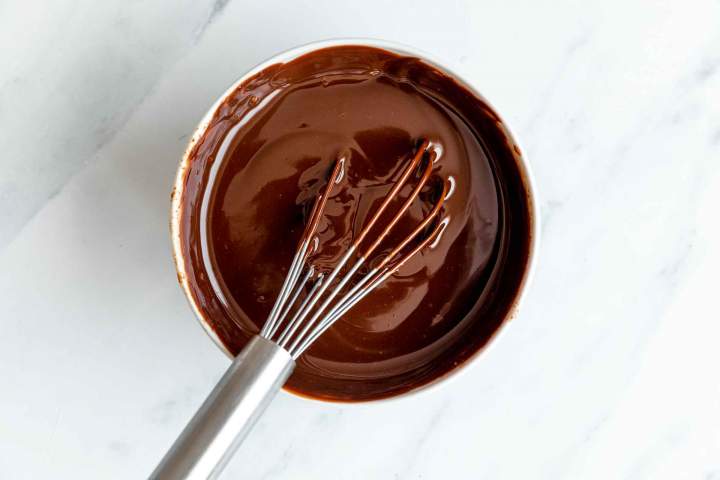 Chocolate ganache for Profiteroles with chocolate and cream