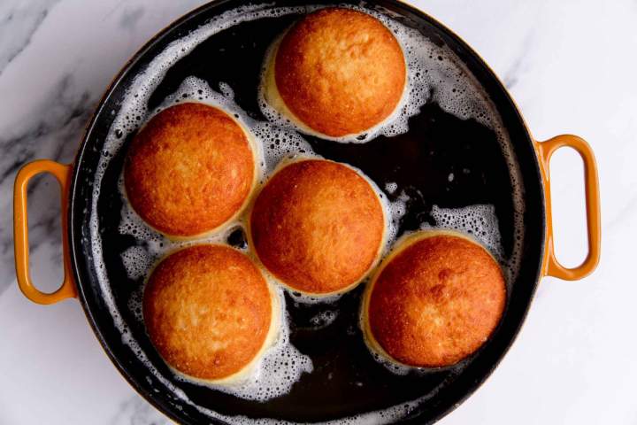 Frying Berliner Doughnut with Jam