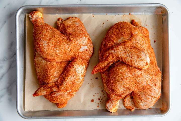 Roasted Half Chicken before baking