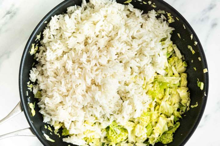 rice and savoy cabbage