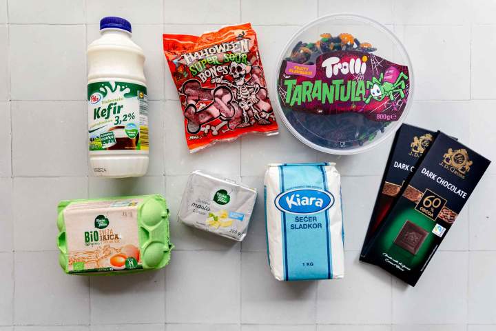 Ingredients for Chocolate Halloween Cupcakes