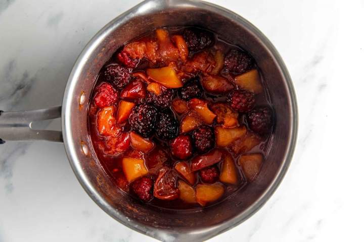 fruit topping for Greek Yogurt Cream with Peaches, and Crumble