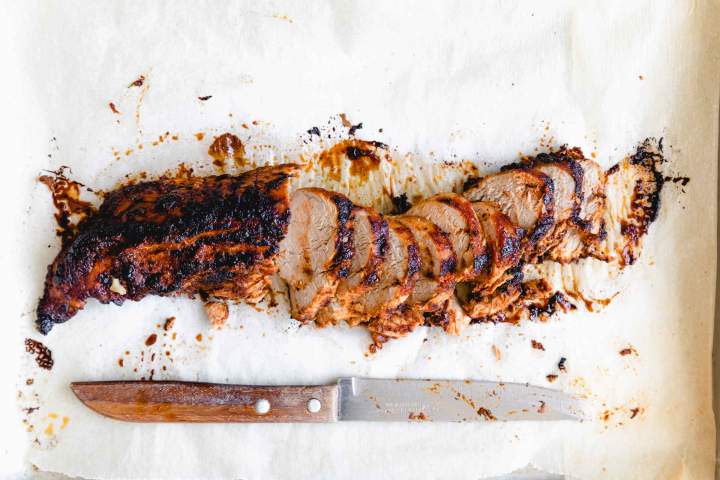 Sliced roasted pork tenderloin