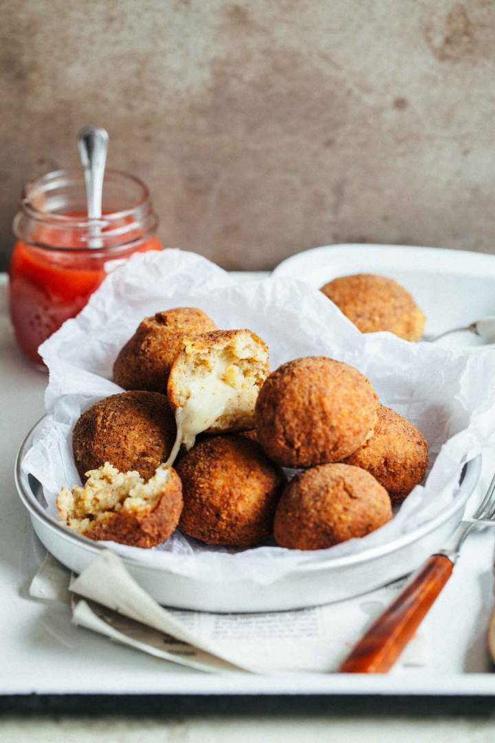 Arancini rice balls with cheese