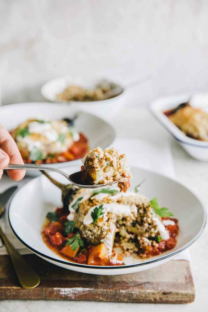 Eggplant with buckwheat, feta cheese and tomato sauce  | jernejkitchen.com