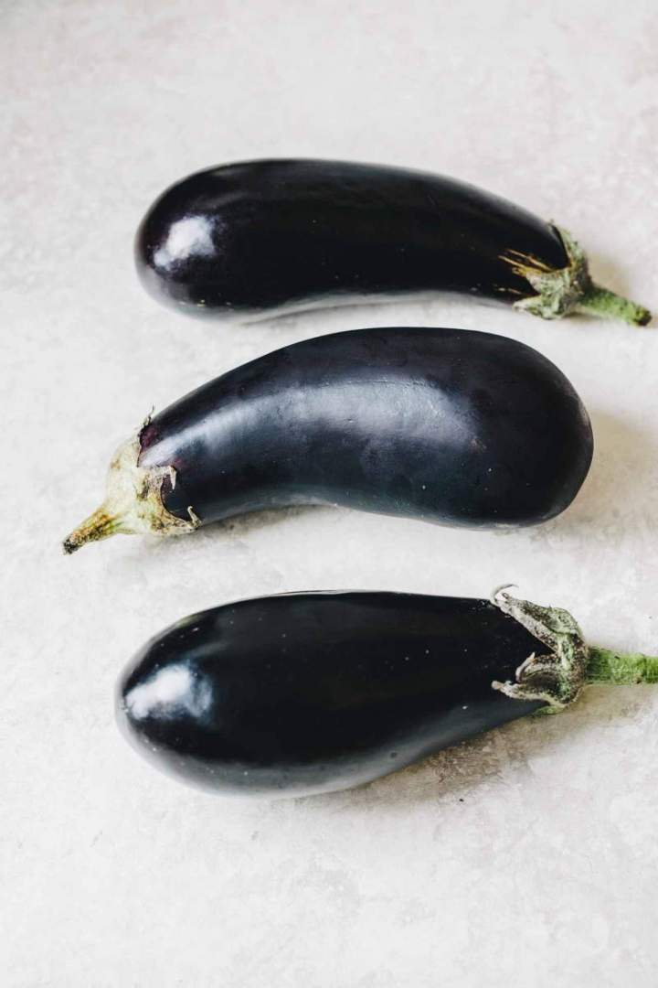 Fresh eggplants, raw