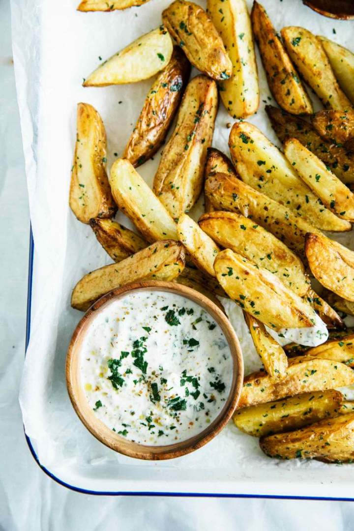 Baked Potato Wedges with Yogurt Dip from jernejkitchen.com