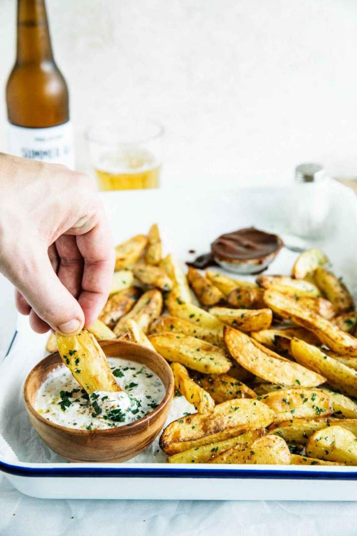 Baked Potato Wedges with Yogurt Dip from jernejkitchen.com