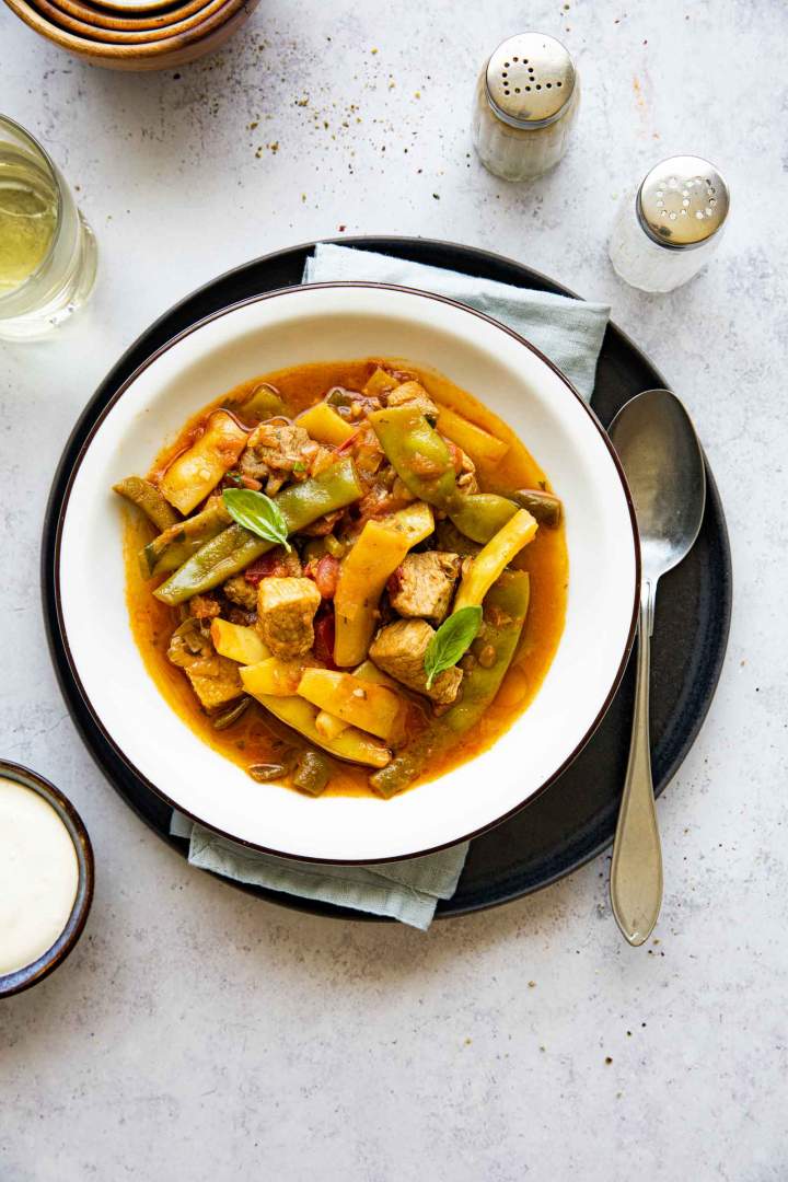 Served pork stew