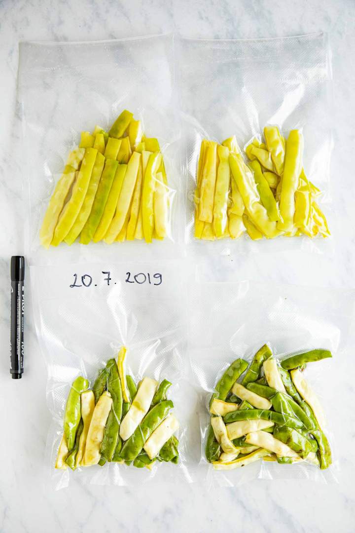 Storing and freezing string beans