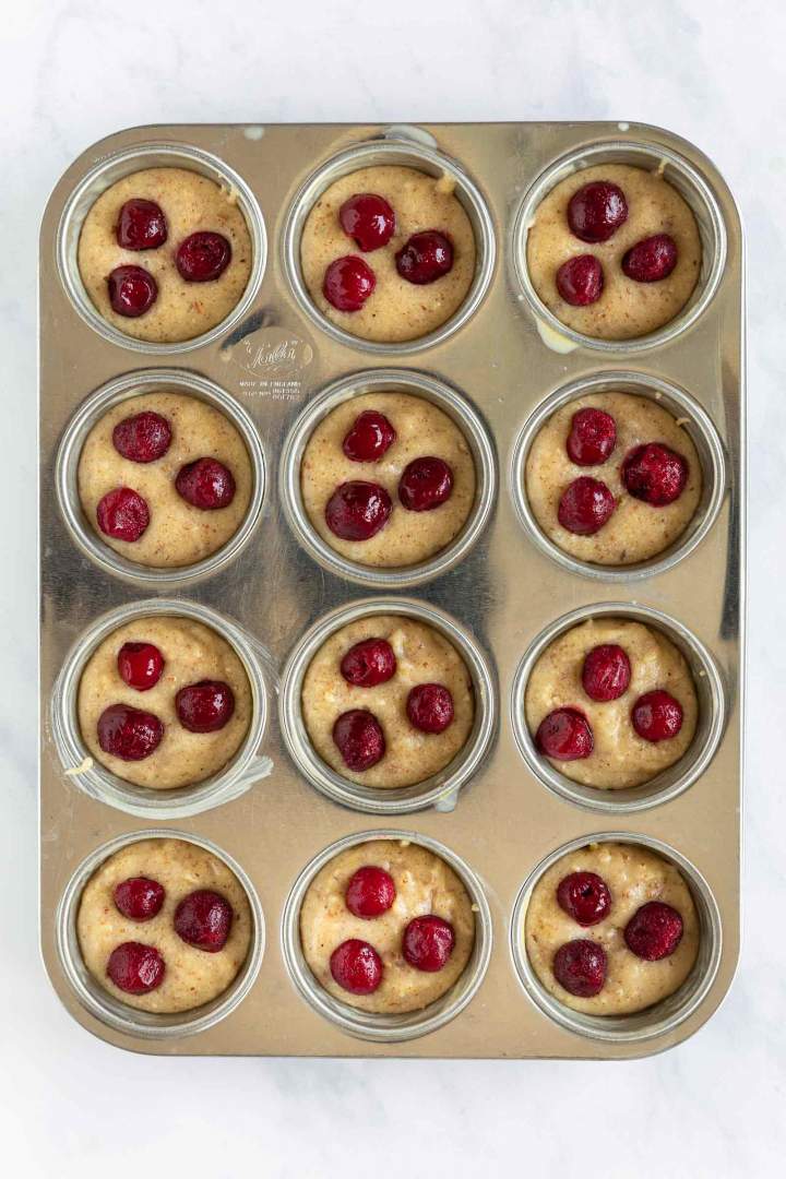 Brown Butter Cherry Muffins - before baking