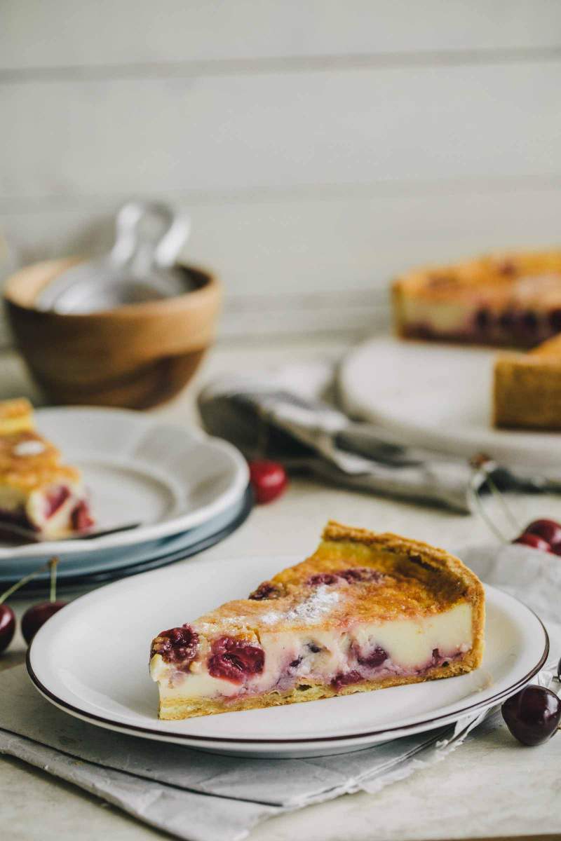 Slices of Cherry Custard Tart