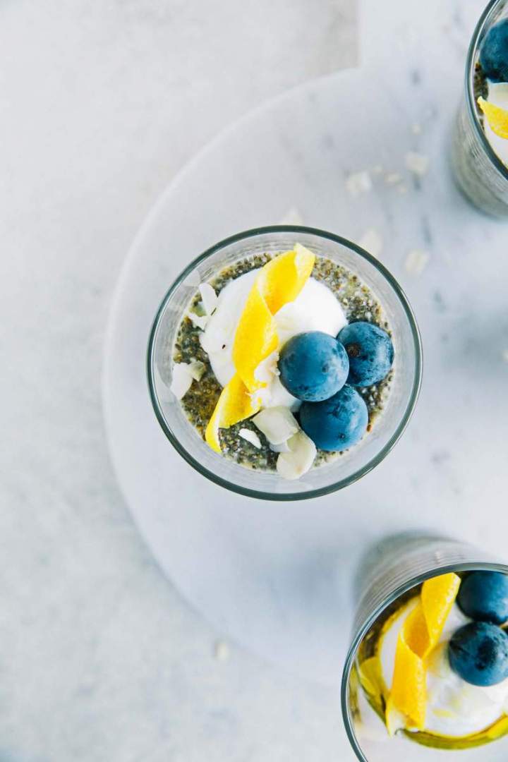 Chia pudding with figs and grapes
