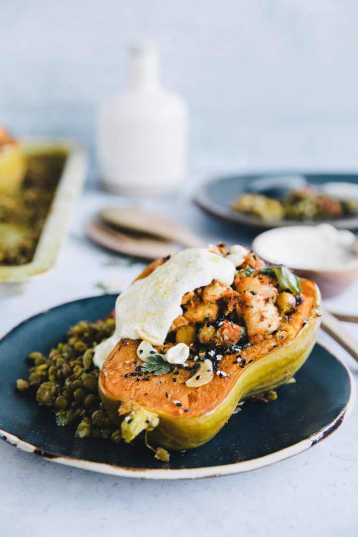Stuffed Butternut Squash with Lentil Daal from jernejkitchen.com