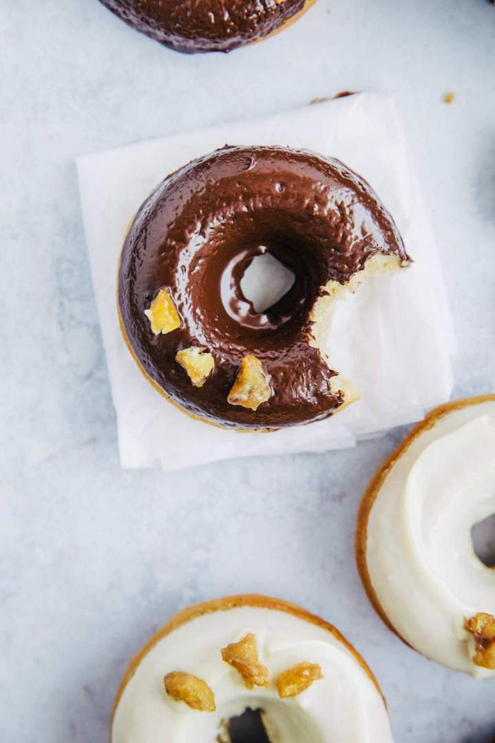 Chocolate Glazed Baked Chestnut Doughnuts