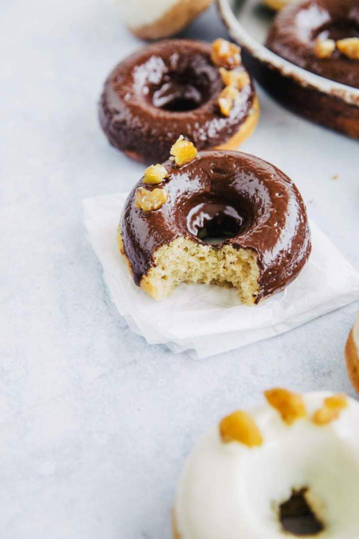 Chocolate Glazed Baked Chestnut Doughnuts