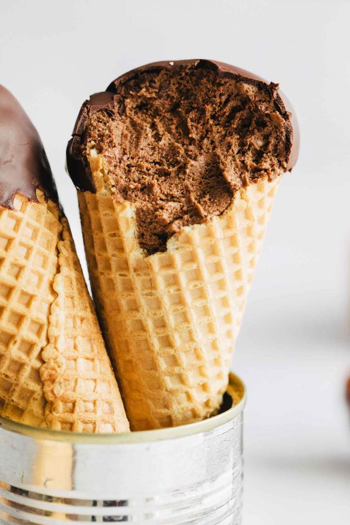 Chocolate Swiss Meringue Buttercream Filled Cones with the best, rich chocolate cream