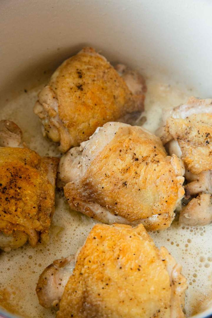Searing chicken for Coconut Curry Chicken