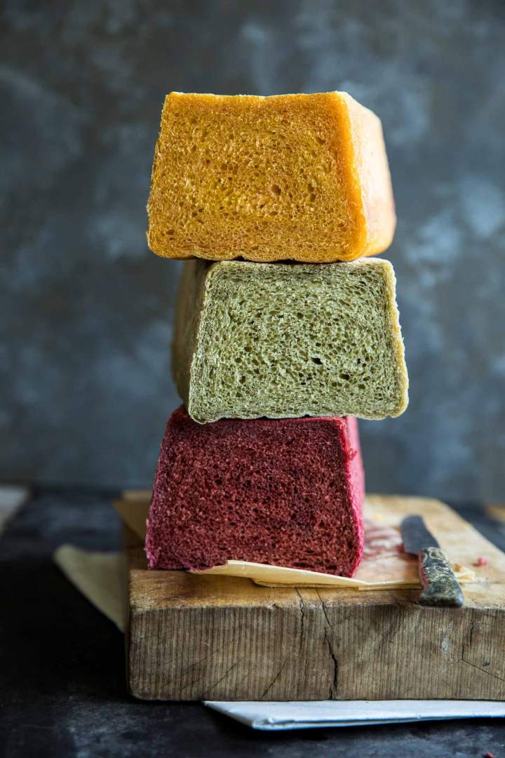 Colorful Sandwich Bread cut in half